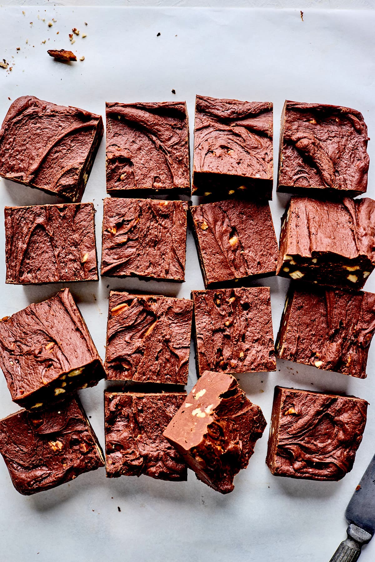 easy chocolate fudge cut into squares.