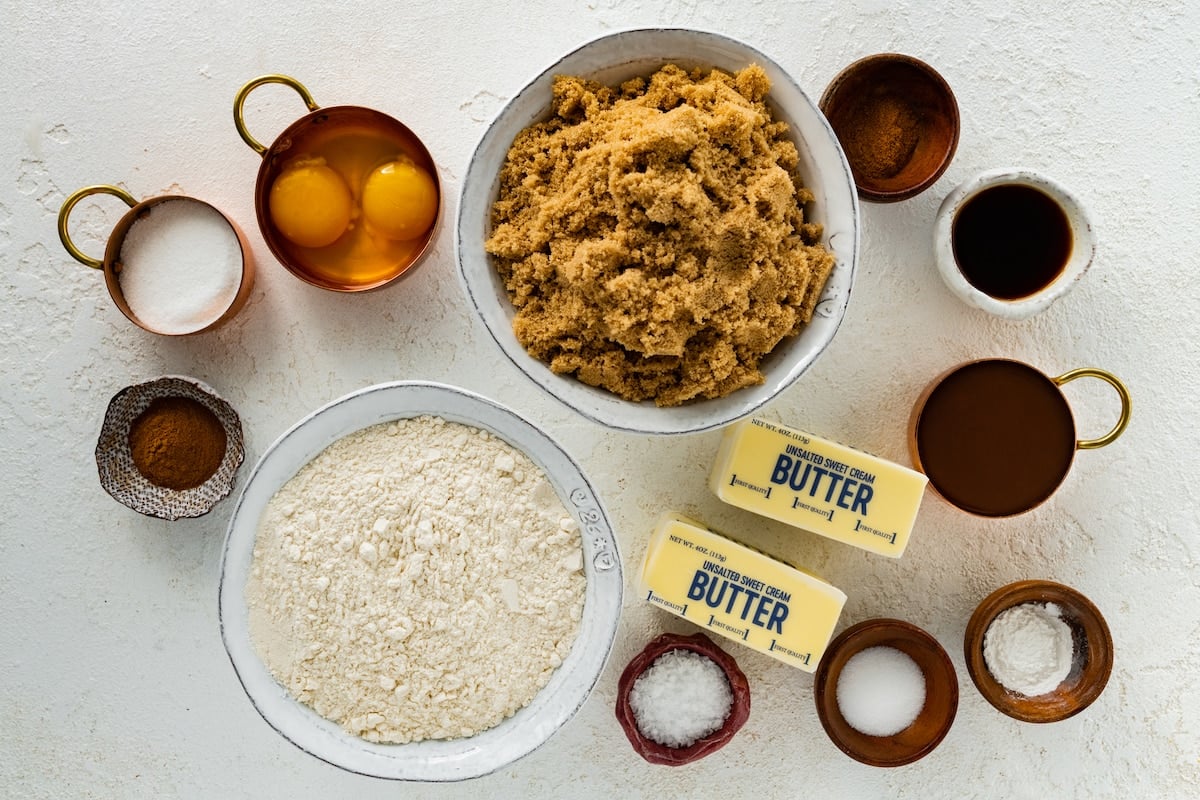 ingredients in bowls to make snickerdoodle blondies. 